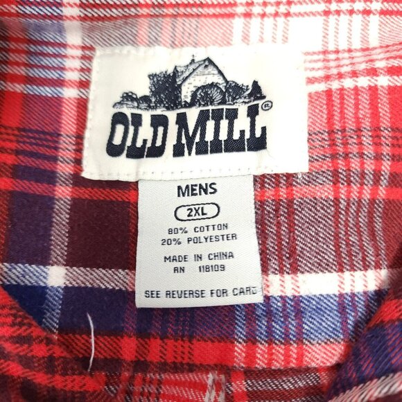 OLD MILL Flannel Shirt Long Sleeve Button Up  Size 2XL Red Plaid Quality Fabric - Picture 4 of 8
